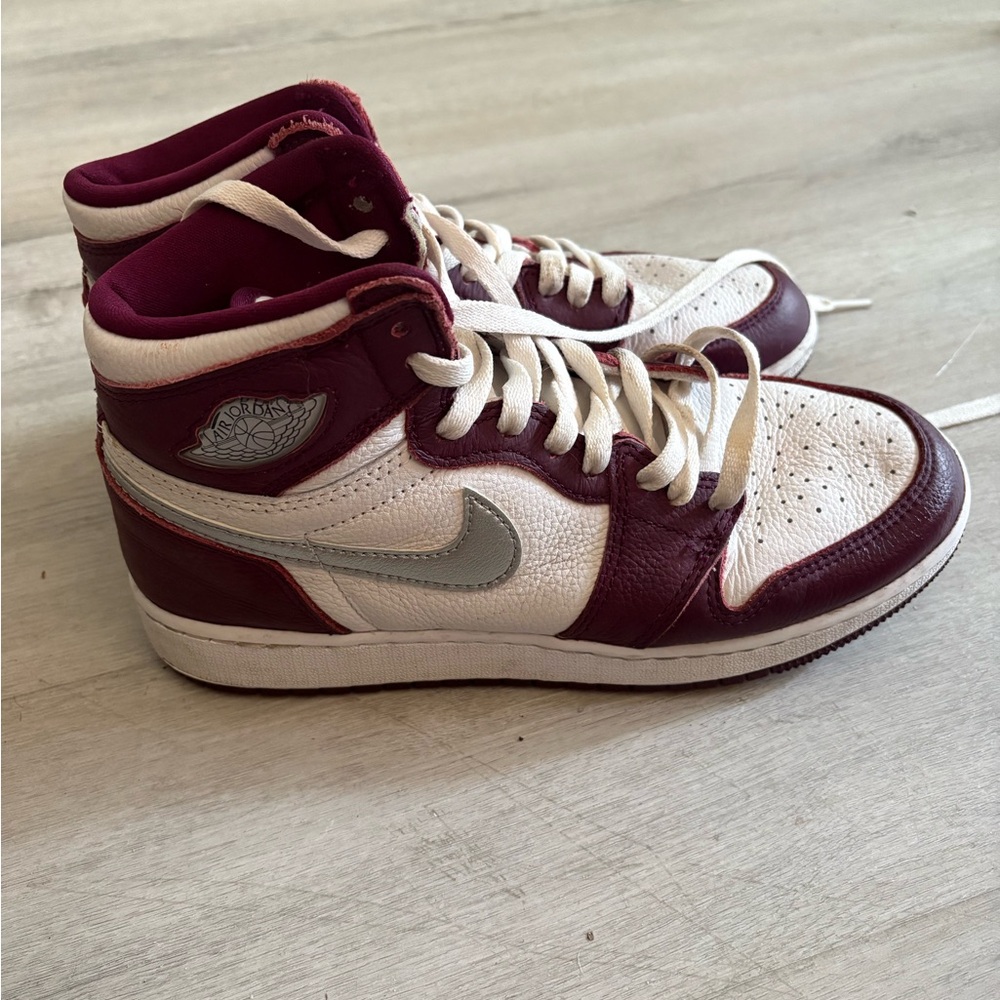 Nike Air Jordan Women's Burgundy and White Sneakers size 7Y